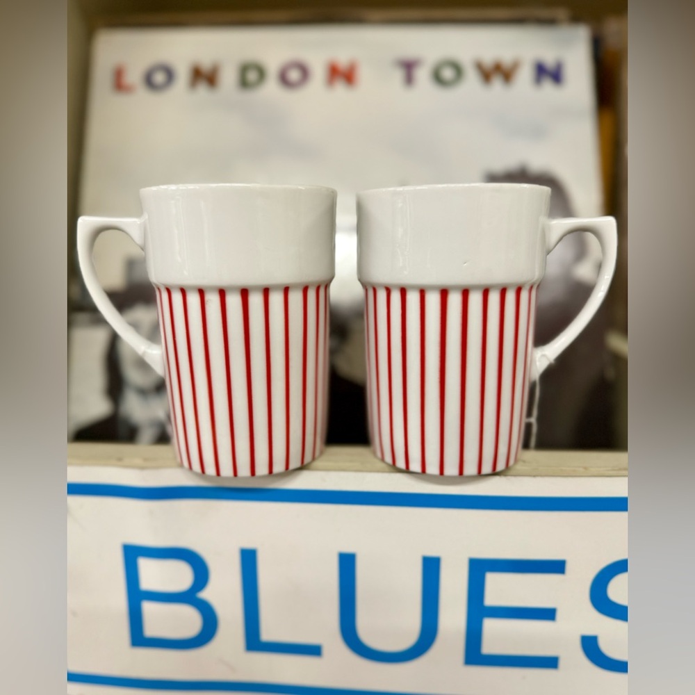 2 Paul McCobb MCM Contempri Mugs Red White Stripe Jackson Internationale Japan